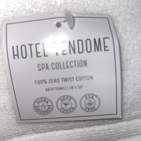 Hotel Vendome 3 Pck Spa Collection Zero Twist COTTON Bath TOWEL 30x56” White - Picture 5 of 7